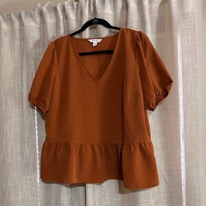Nine West Rust Peplum Blouse